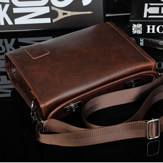 The original Crazy Horse male bag Mens retro single shoulder bag double twist lock bag design trends