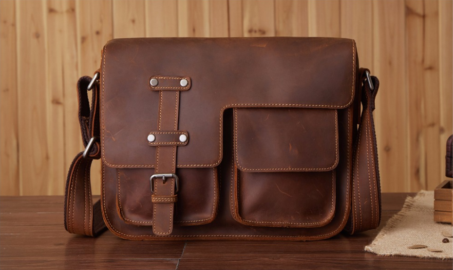 Men's leather bag messenger bag
