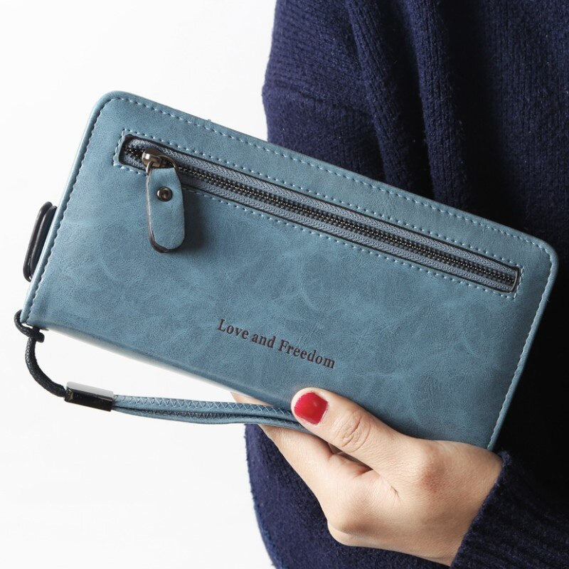 PU leather  letter women Purse Long wallet