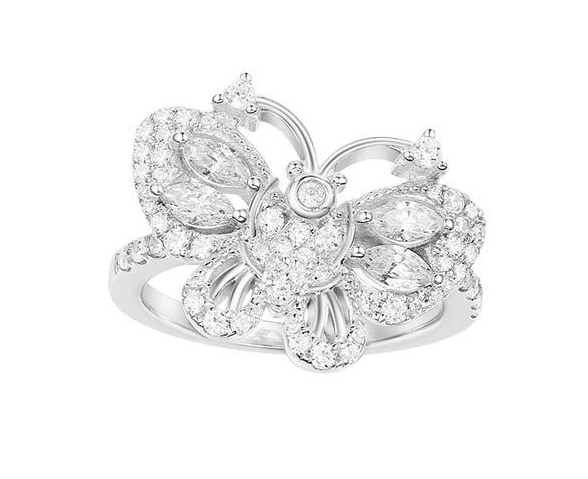 S925 micro inlaid zircon sterling silver butterfly ring