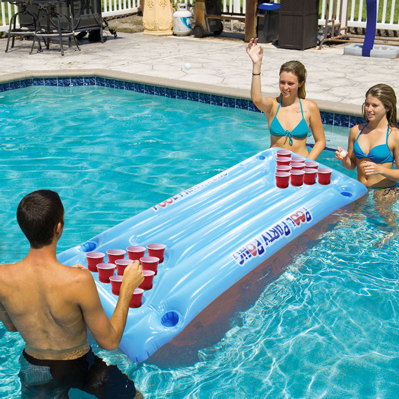 Inflatable floating row inflatable cup hole floating deck chair table tennis floating row