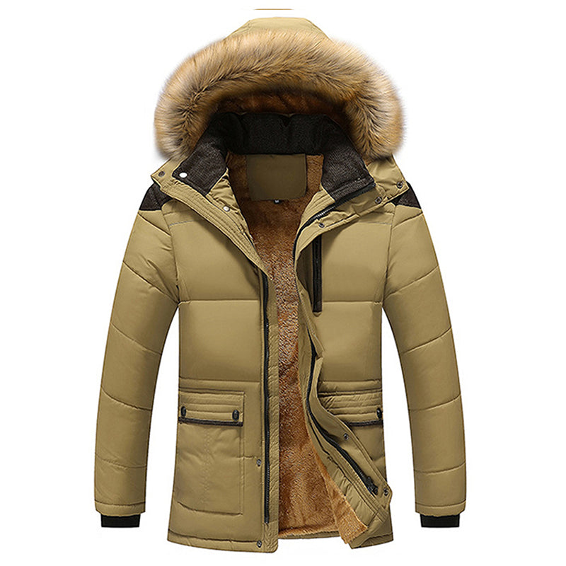 Winter Fur Hooded Men Jacket Thick Warm Parka Men Coats Windproof Solid Pockets