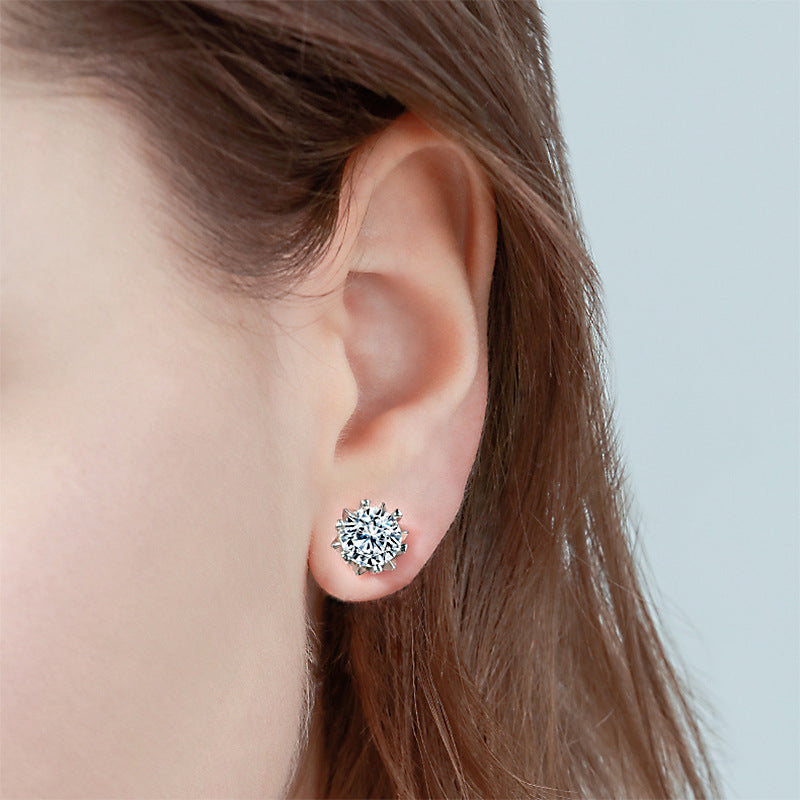 Fashion Snowflake Moissan Diamond Stud Earrings