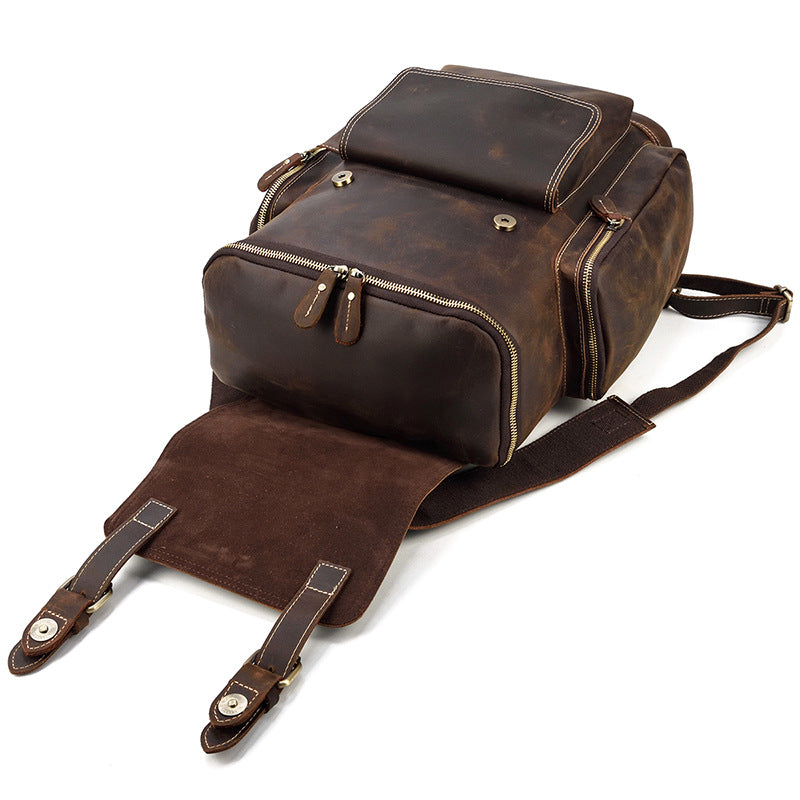 Men's Leather Backpack Men's Crazy Horse Leather Backpack