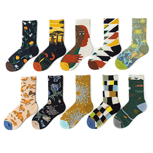 Cotton Adult Stockings Mens Retro Trendy Socks