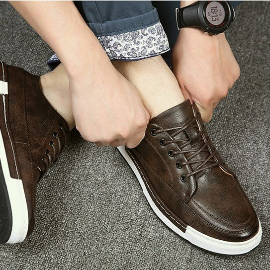 Mens Casual Breathable Vegan Leather Lace Up Shoes