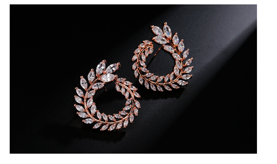 New willow-shaped earrings Micro-inlaid AAA zircon Simple fashion ladies earrings earrings