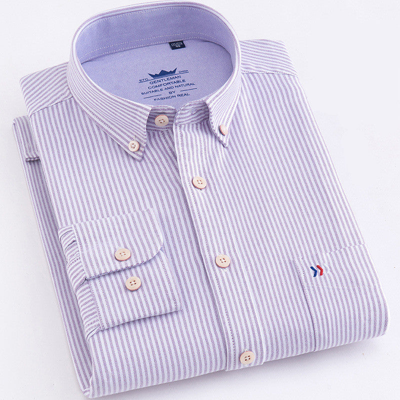 Cotton Oxford Plaid Men's Long Sleeve Shirt