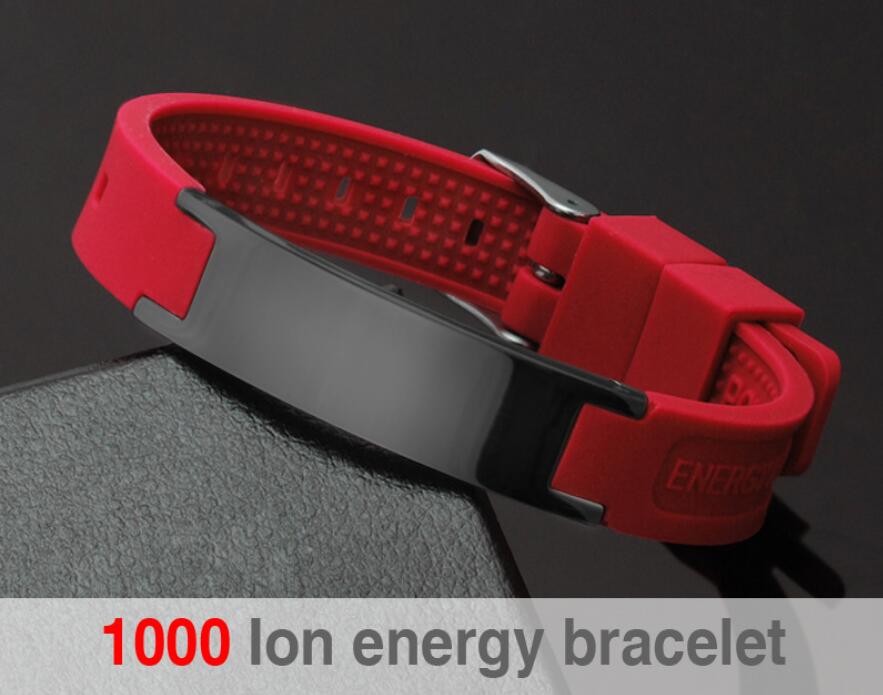 Hottime 4 in 1 Bio Elements Energy Silicon Sport Bracelet Bangle Multicolor Power Bands Balance Stainless Steel Metal Bracelets