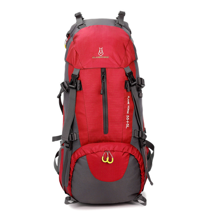 Mountaineering waterproof outdoor sports nylon bag Wild camping backpack Rainproof 60L mountaineering bag wholesale