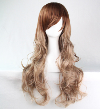 Long curly hair cos wig female middle bangs fluffy temperament female wig
