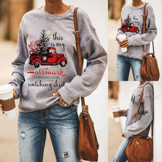 Letter printed round neck long sleeve sweater