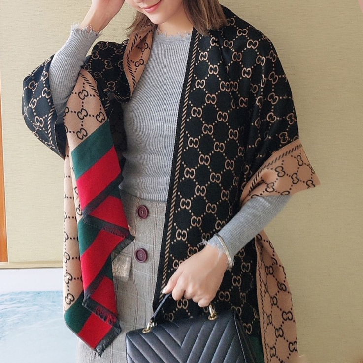 Double-sided Cashmere Scarf Female Winter Dual-use Air-conditioned Room Shawl