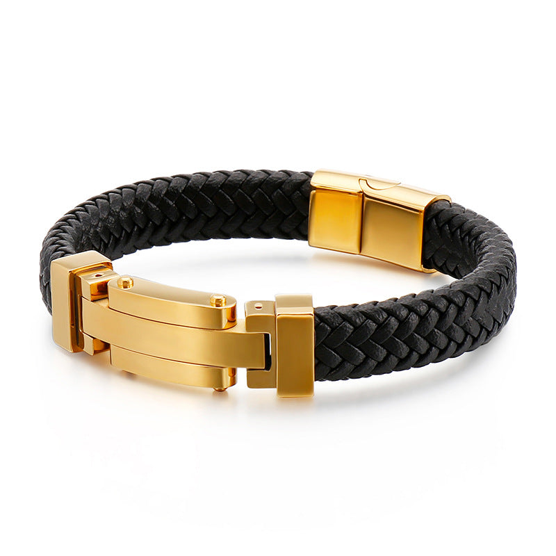 Personalized Men's Woven Leather Bracelet