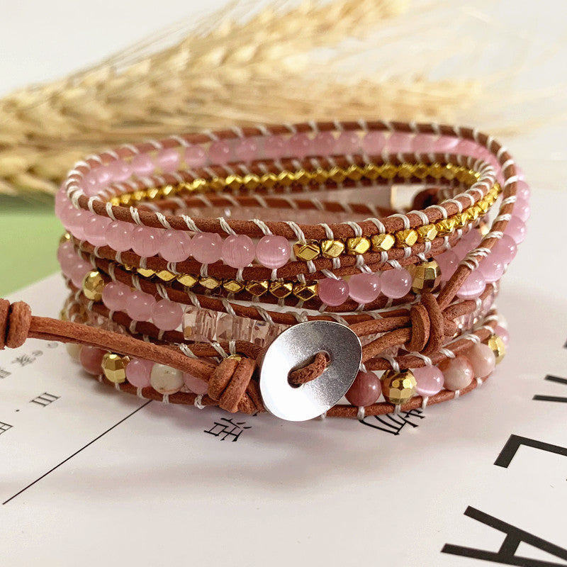 Natural stone woven bohemian bracelet