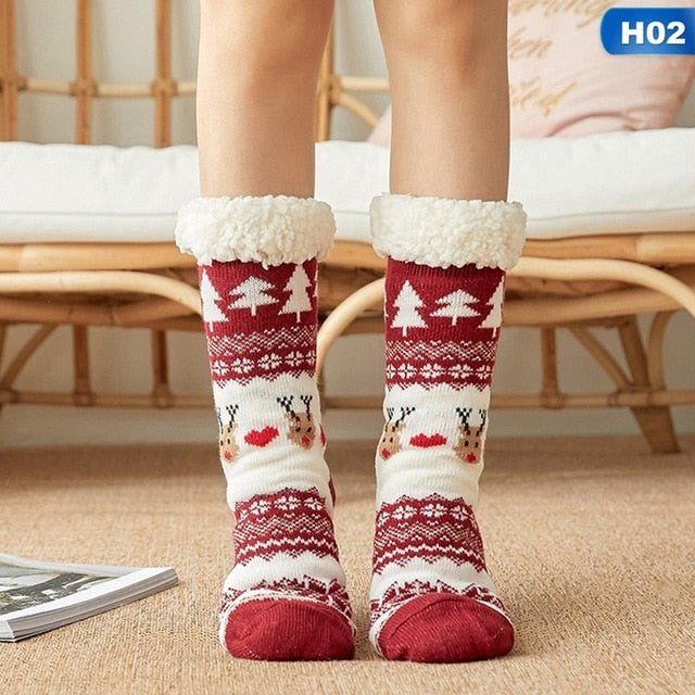 Christmas socks female autumn and winter tube floor socks