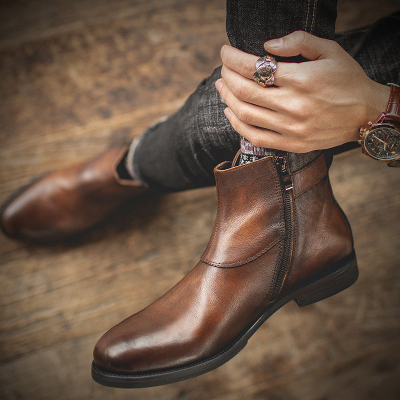 Men's Genuine Leather Boots Mid-cut Martin Boots