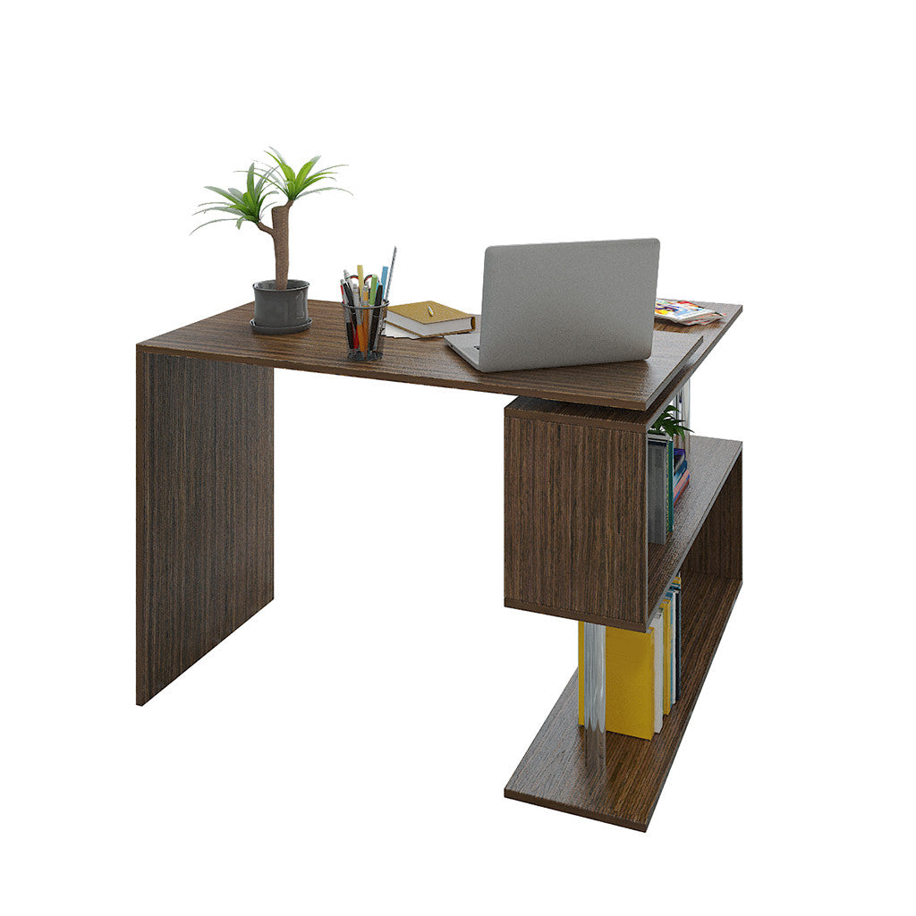 Home Spiral L-shaped Learning Computer Desk 170x74x50 cm Brown