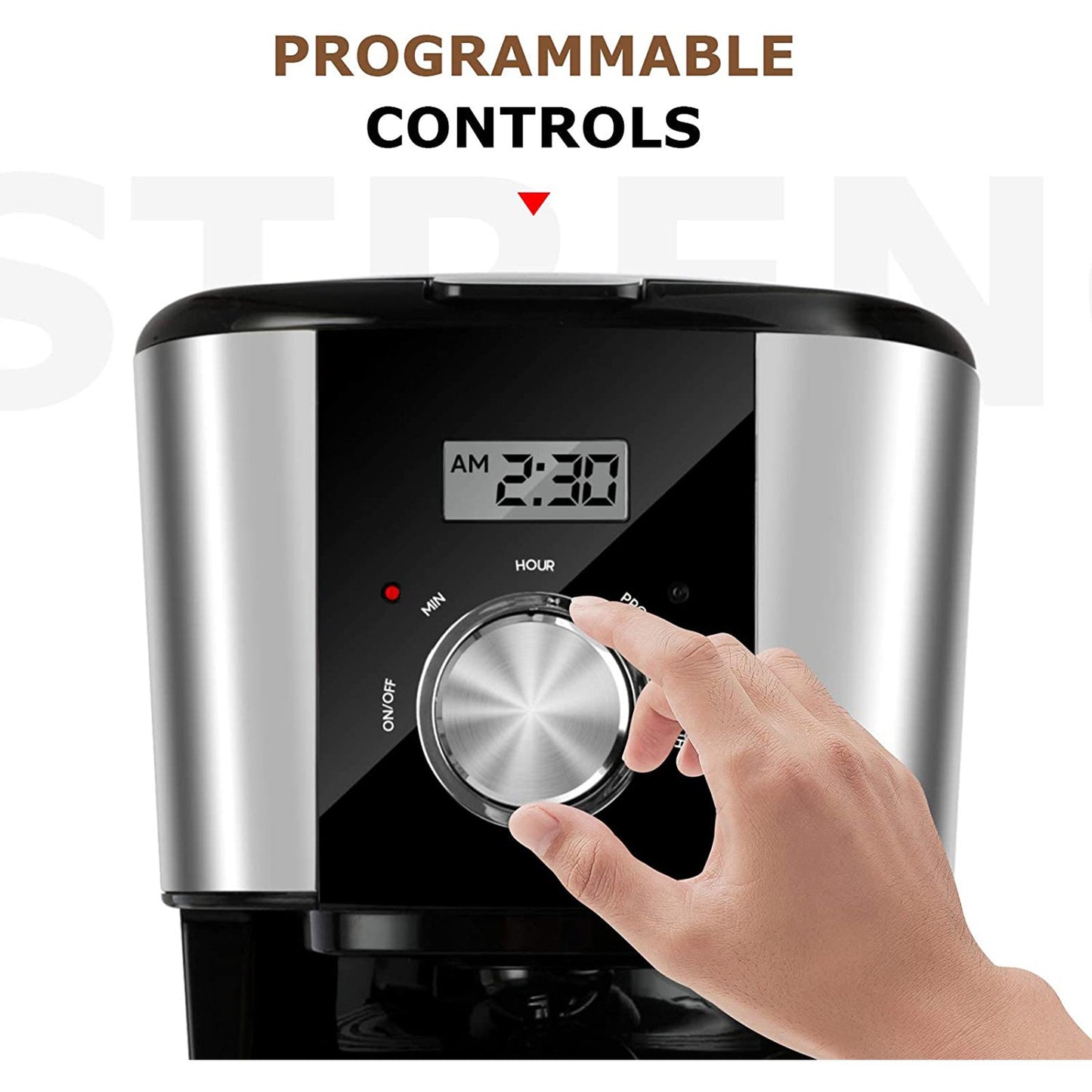 12Cup Stainless Steel Programmable Coffee Machines W Timer And Strength Control