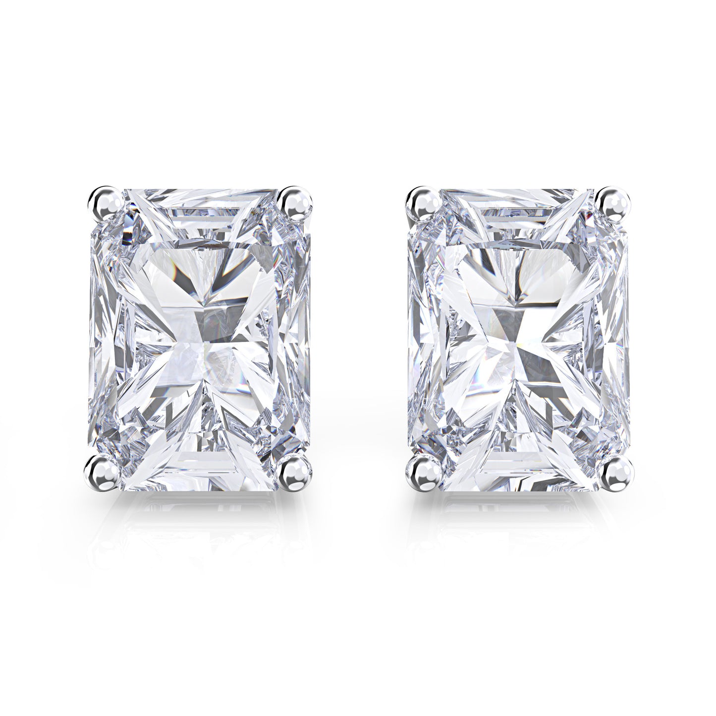 New Rectangular Four-claw Diamond Zircon Earrings