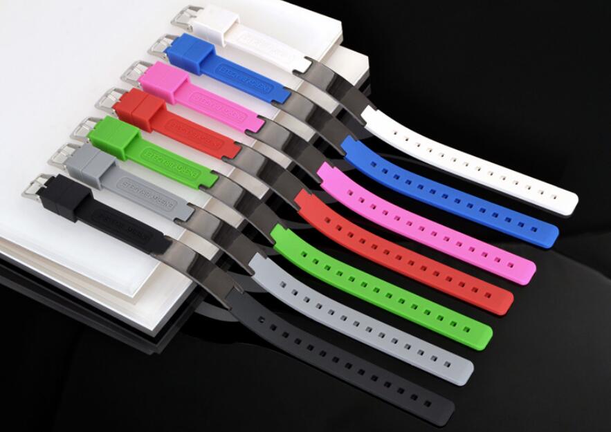 Hottime 4 in 1 Bio Elements Energy Silicon Sport Bracelet Bangle Multicolor Power Bands Balance Stainless Steel Metal Bracelets