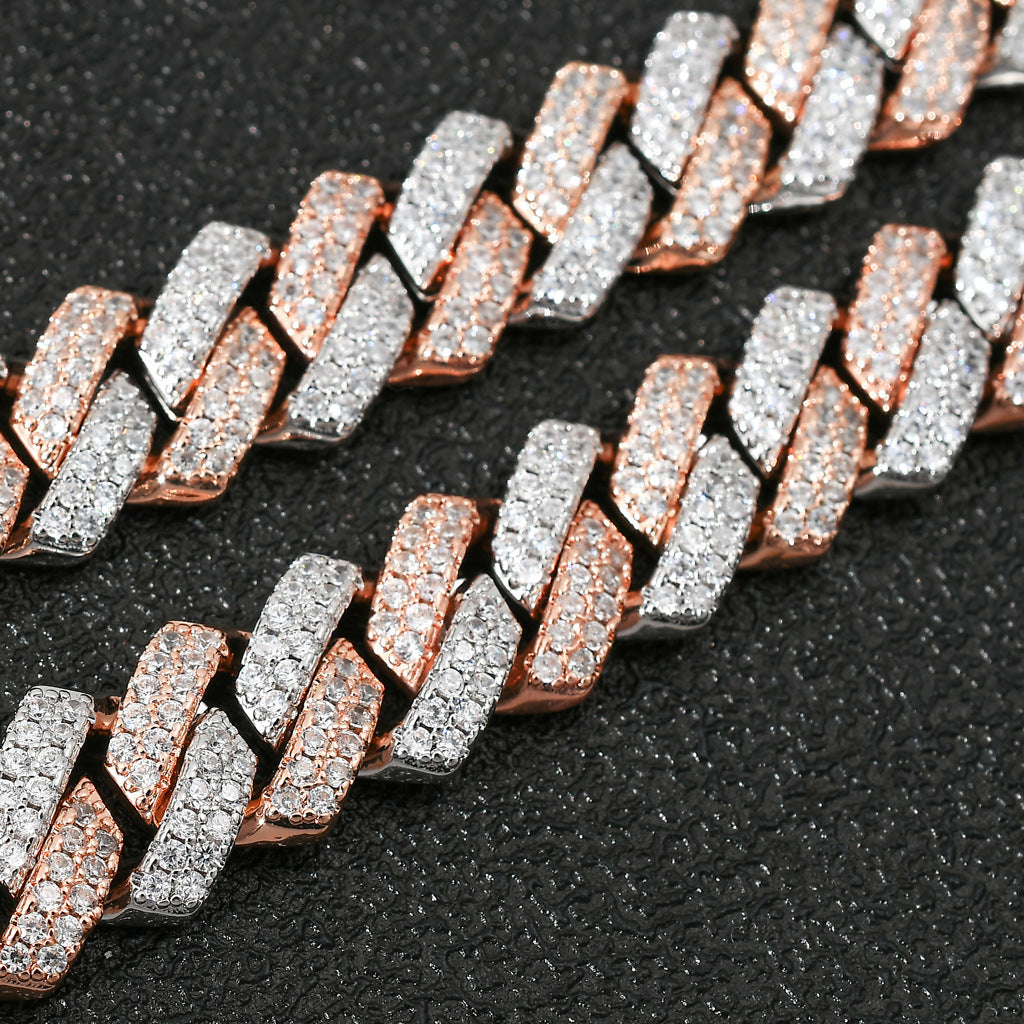 Rose Gold Two-Tone Brass-Inlaid Zircon Clavicle Chain Necklace