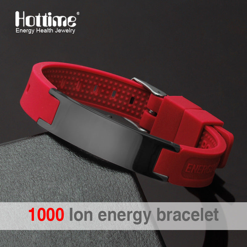 Hottime 4 in 1 Bio Elements Energy Silicon Sport Bracelet Bangle Multicolor Power Bands Balance Stainless Steel Metal Bracelets