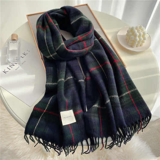 Plaid Scarf Warm And Fashionable Tassels