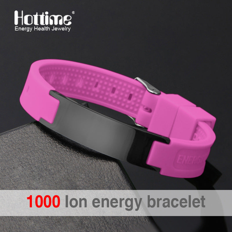 Hottime 4 in 1 Bio Elements Energy Silicon Sport Bracelet Bangle Multicolor Power Bands Balance Stainless Steel Metal Bracelets