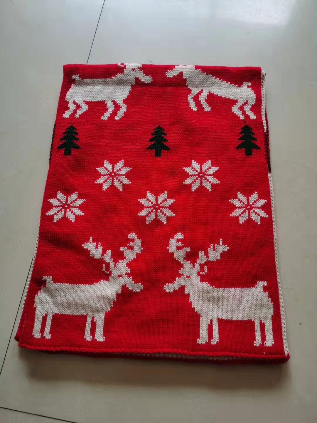 New Knitted Elk Christmas Scarf Fashion Versatile Warm Red Student Lover