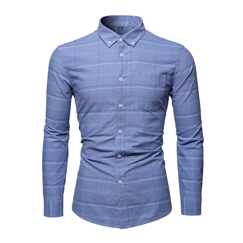 Fashionable Men's Simple Oxford Plaid Casual Shirt