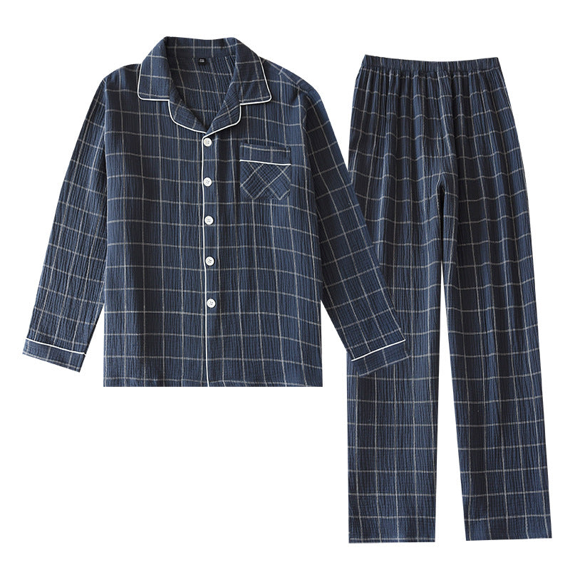Plaid Long-Sleeved Trousers Cotton Two-Color Home