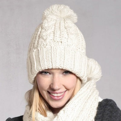 Women's wool scarf hat set 8-shaped twist hat two-piece suit