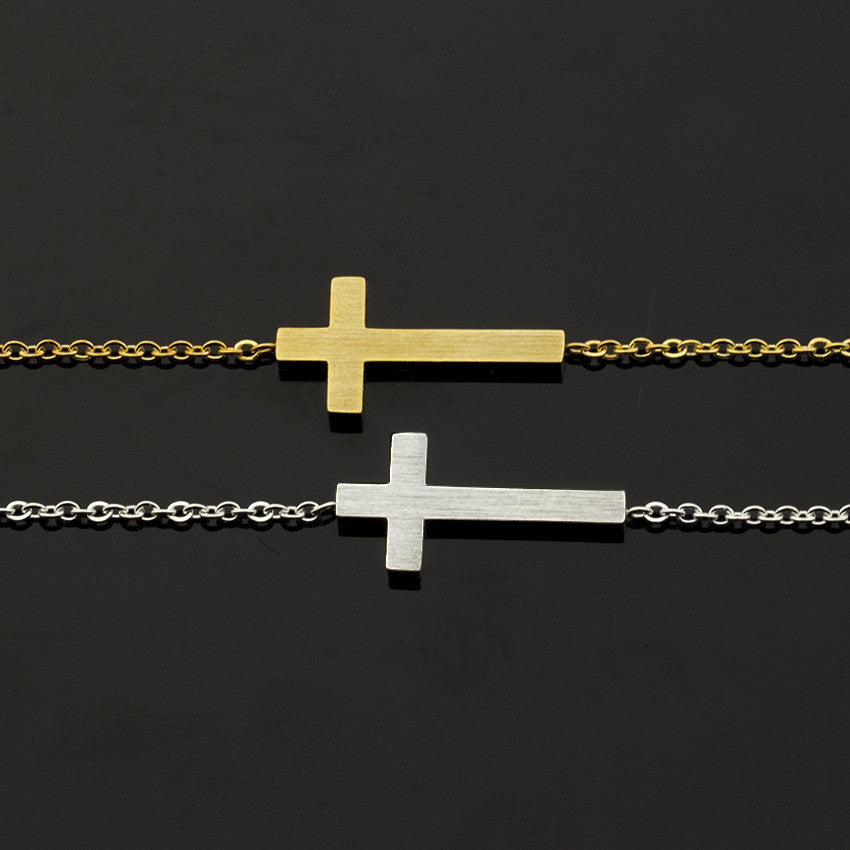 Jesus Christ Cross Bracelet Silver Gold Bracelet Bridesmaid Gift Religious Jewelry Stainless Steel