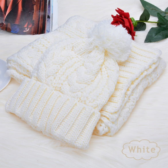 Women's wool scarf hat set 8-shaped twist hat two-piece suit