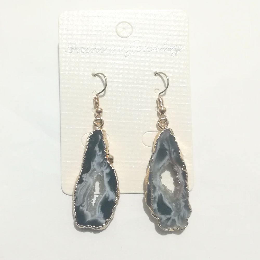 Personality exaggerated earrings long/round agate earrings