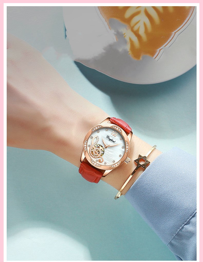 Female hollow automatic mechanical watch