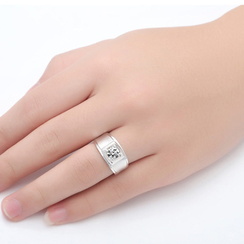 Artificial diamond men's ring