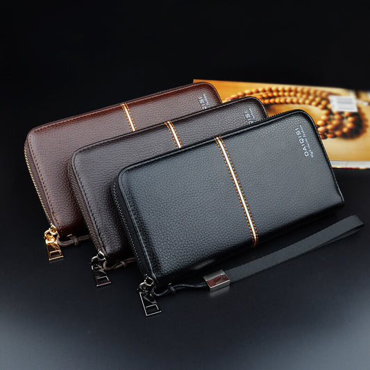 New European and American men's long purse zipper fashion hand take business leisure men's wallet