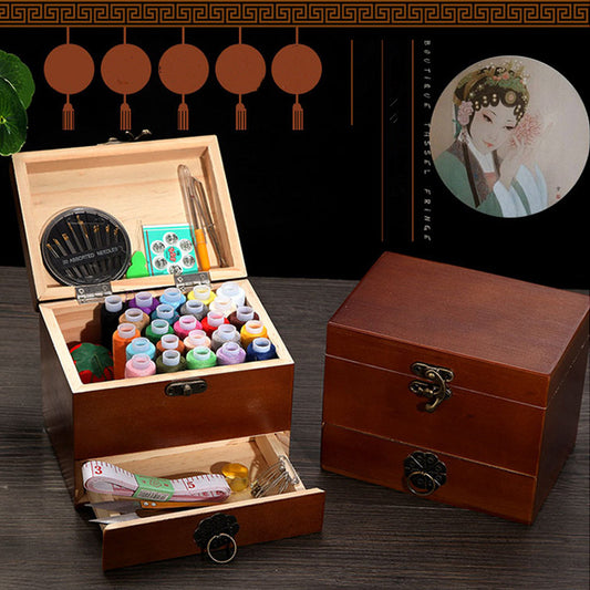 Sewing package sewing set household sewing box handmade solid wood