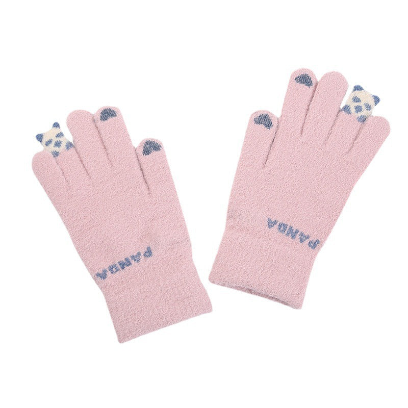 Women's Winter Touch Screen Warmth Thick Faux Wool Gloves
