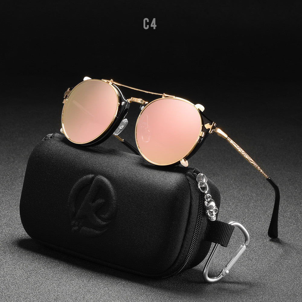 Metal Round Ladies Outdoor Sunglasses Set Mirror