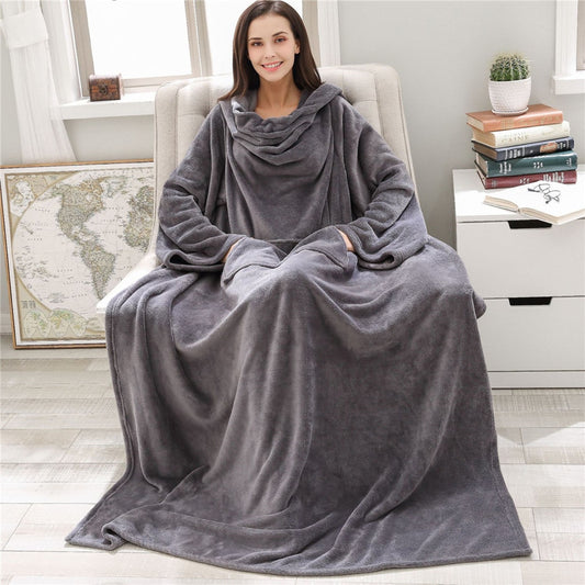 Thickened long sleeve TV blanket cloak sofa blanket