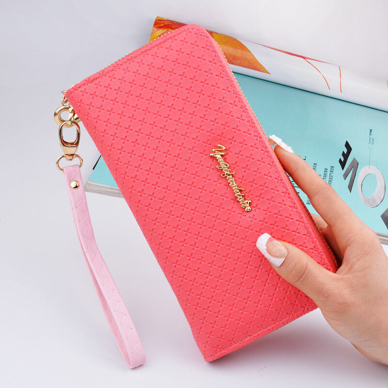 New pure color lady wristband handbag with fashionable Korean version of long style women's zipper purse money