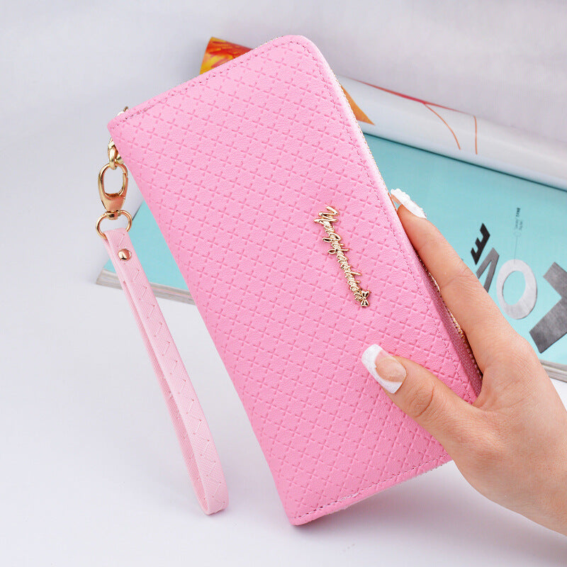 New pure color lady wristband handbag with fashionable Korean version of long style women's zipper purse money