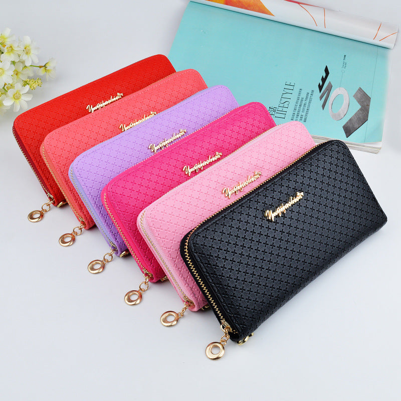 New pure color lady wristband handbag with fashionable Korean version of long style women's zipper purse money