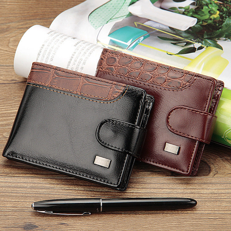 Buckle Short Wallet Stitching Coin Purse