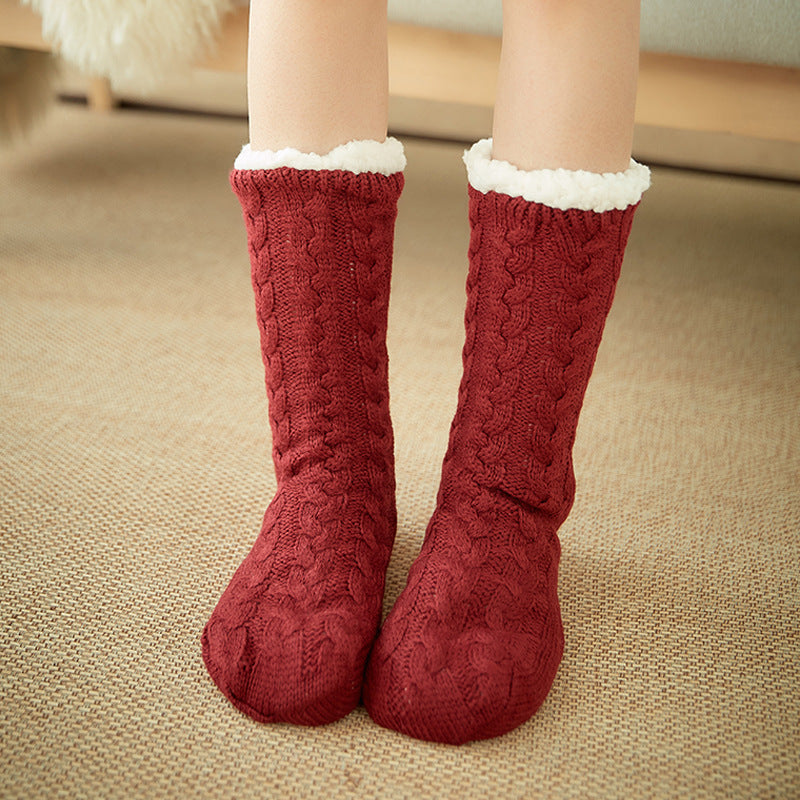 Casual Plus Velvet Mid-tube Ladies Snow Slippers Socks