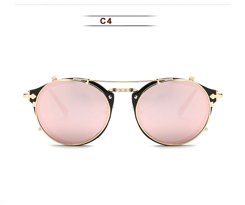 Metal Round Ladies Outdoor Sunglasses Set Mirror