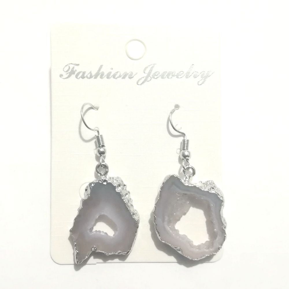 Personality exaggerated earrings long/round agate earrings